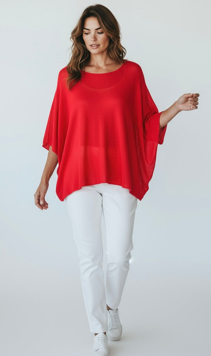 Ease Move Italian Top- Red-110 Short Sleeve Tops-Aute-Coastal Bloom Boutique, find the trendiest versions of the popular styles and looks Located in Indialantic, FL