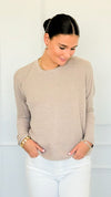 Brushed Melange Sweater - Ash Mocha-140 Sweaters-Zenana-Coastal Bloom Boutique, find the trendiest versions of the popular styles and looks Located in Indialantic, FL