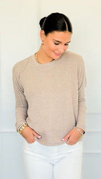 Brushed Melange Sweater - Ash Mocha-140 Sweaters-Zenana-Coastal Bloom Boutique, find the trendiest versions of the popular styles and looks Located in Indialantic, FL