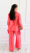Seaside Sway Italian Linen Pants-Coral-100 Pants-FIORE-Coastal Bloom Boutique, find the trendiest versions of the popular styles and looks Located in Indialantic, FL