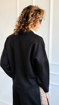 Everyday Luxe V-Neck - Black-110 Long Sleeve Tops-YELETE-Coastal Bloom Boutique, find the trendiest versions of the popular styles and looks Located in Indialantic, FL