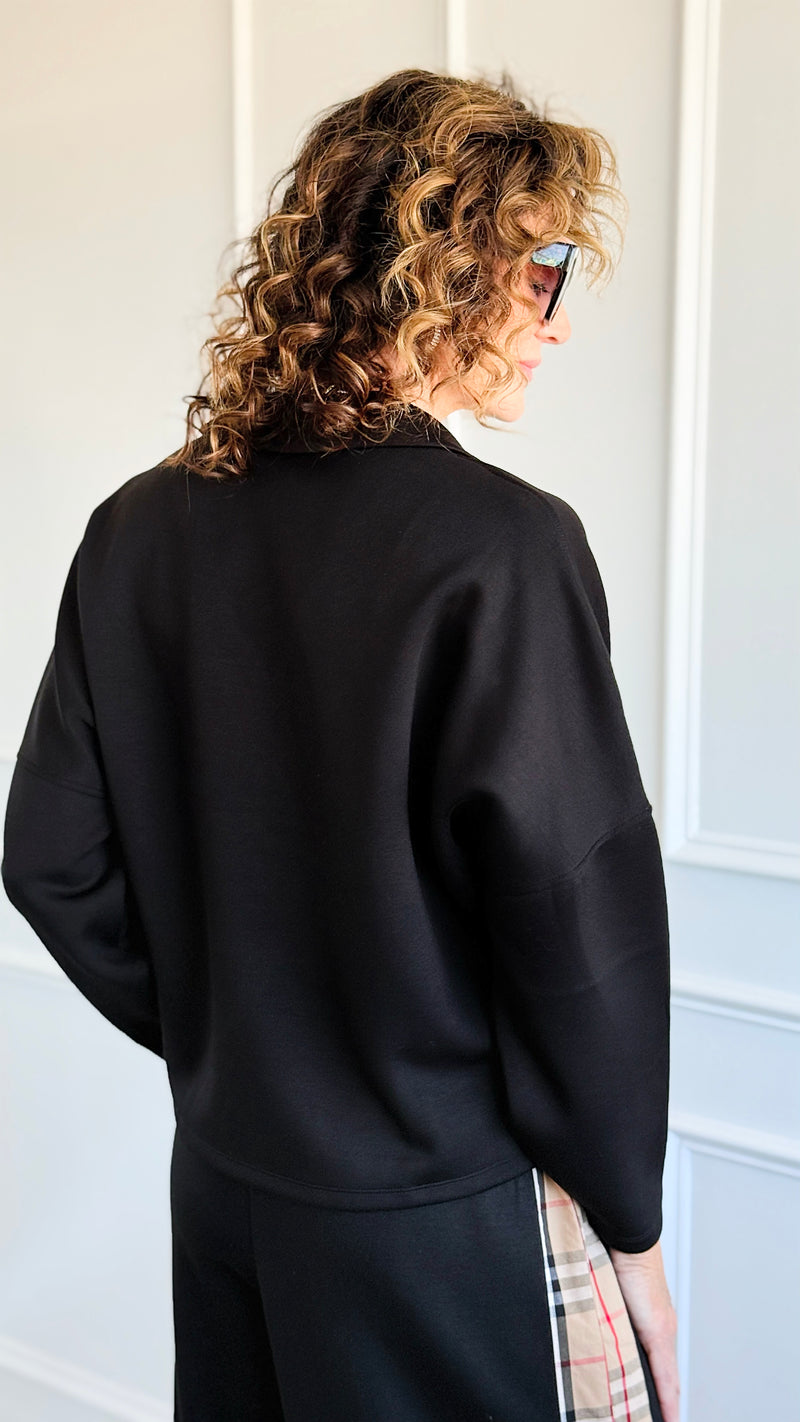 Everyday Luxe V-Neck - Black-110 Long Sleeve Tops-YELETE-Coastal Bloom Boutique, find the trendiest versions of the popular styles and looks Located in Indialantic, FL