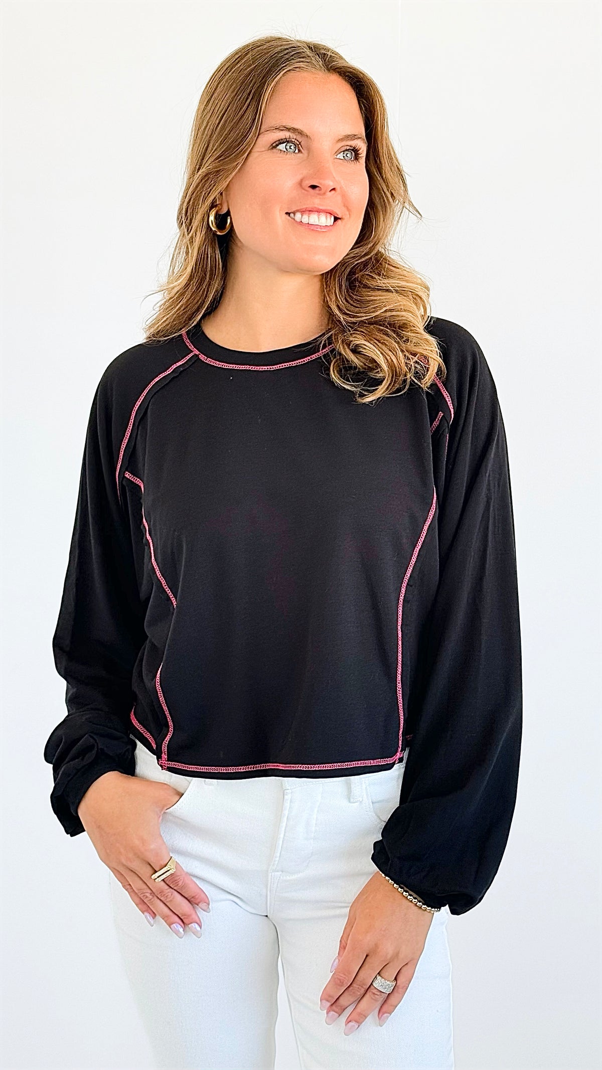 City Nights Cropped Top-130 Long Sleeve Tops-Timing-Coastal Bloom Boutique, find the trendiest versions of the popular styles and looks Located in Indialantic, FL