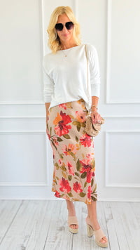 Floral Bias-Cut Maxi Skirt-170 Bottoms-In February-Coastal Bloom Boutique, find the trendiest versions of the popular styles and looks Located in Indialantic, FL