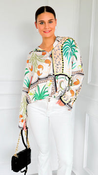 Tropical Vibes Italian Blouse-110 Long Sleeve Tops-SORPRESA-Coastal Bloom Boutique, find the trendiest versions of the popular styles and looks Located in Indialantic, FL