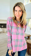 Festive Plaid Italian Boatneck Sweater-140 Sweaters-SORPRESA-Coastal Bloom Boutique, find the trendiest versions of the popular styles and looks Located in Indialantic, FL