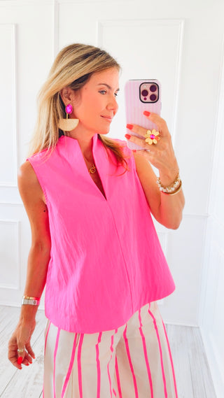Whisper of Quiet Light Sleeveless Top - Hot Pink