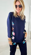 Pop of Color Navy Scuba Top-130 Long Sleeve Tops-Joh Apparel-Coastal Bloom Boutique, find the trendiest versions of the popular styles and looks Located in Indialantic, FL