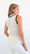 Contrast Knit Sweater Vest-100 Sleeveless Tops-Blu Pepper-Coastal Bloom Boutique, find the trendiest versions of the popular styles and looks Located in Indialantic, FL