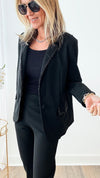 Rhinestone Trim Joan Blazer-160 Jackets-Joh Apparel-Coastal Bloom Boutique, find the trendiest versions of the popular styles and looks Located in Indialantic, FL