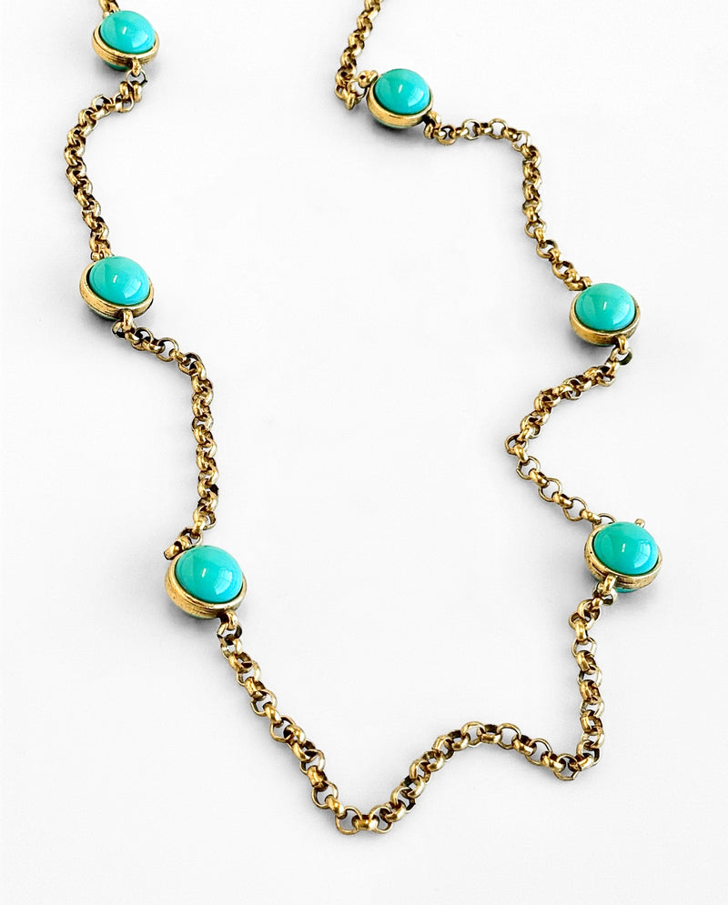Aqua Station Long Necklace-230 Jewelry-YOCHI-Coastal Bloom Boutique, find the trendiest versions of the popular styles and looks Located in Indialantic, FL