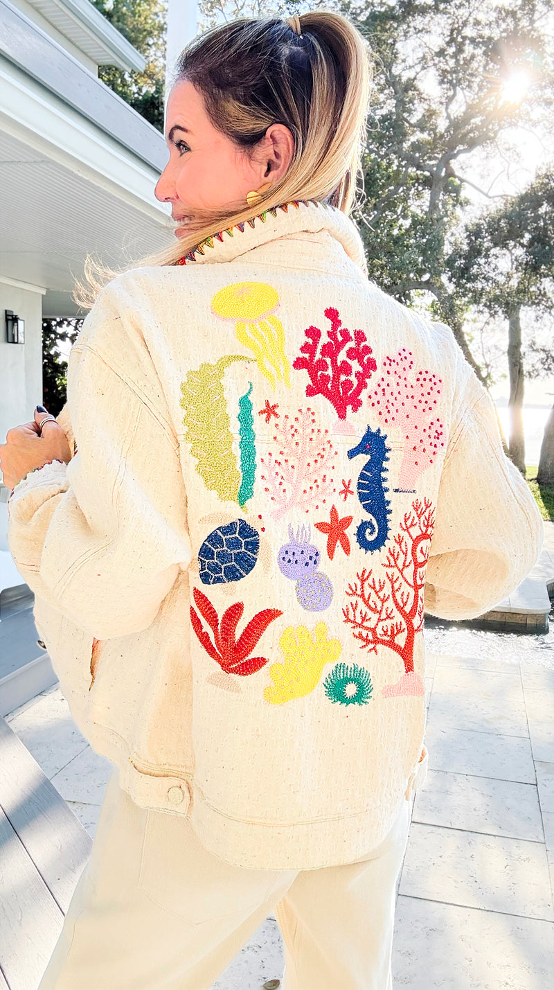 Whispered Trim Textured Jacket-160 Jackets-LA ROS-Coastal Bloom Boutique, find the trendiest versions of the popular styles and looks Located in Indialantic, FL