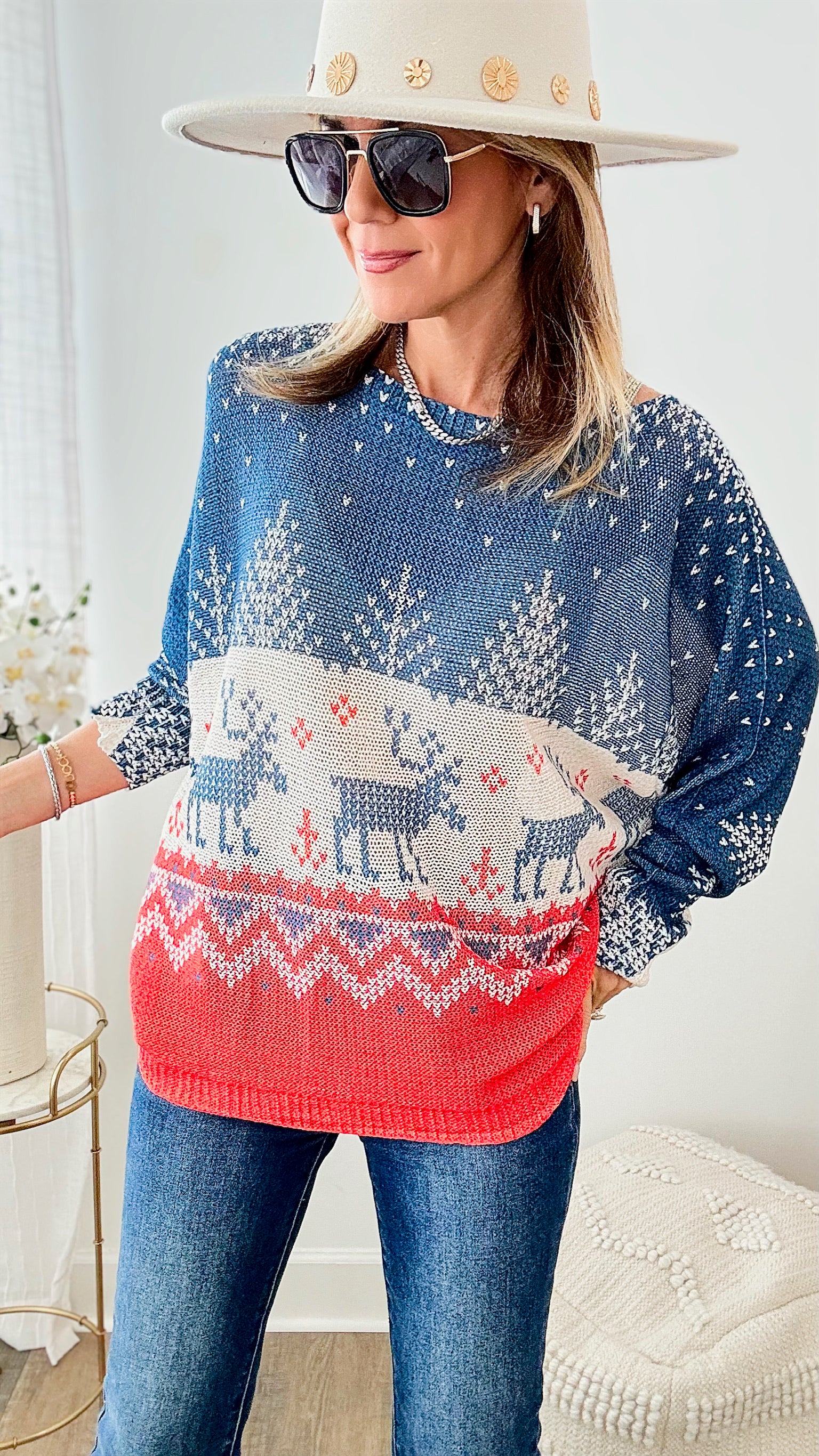 Italian St Tropez Holiday Moose Sweater-140 Sweaters-Germany-Coastal Bloom Boutique, find the trendiest versions of the popular styles and looks Located in Indialantic, FL