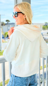 Textured Zip Relaxed Top-130 Long Sleeve Tops-JODIFL-Coastal Bloom Boutique, find the trendiest versions of the popular styles and looks Located in Indialantic, FL