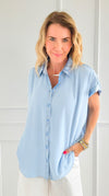 Laguna Shimmer Top - Sky Blue-110 Short Sleeve Tops-Jodifl-Coastal Bloom Boutique, find the trendiest versions of the popular styles and looks Located in Indialantic, FL