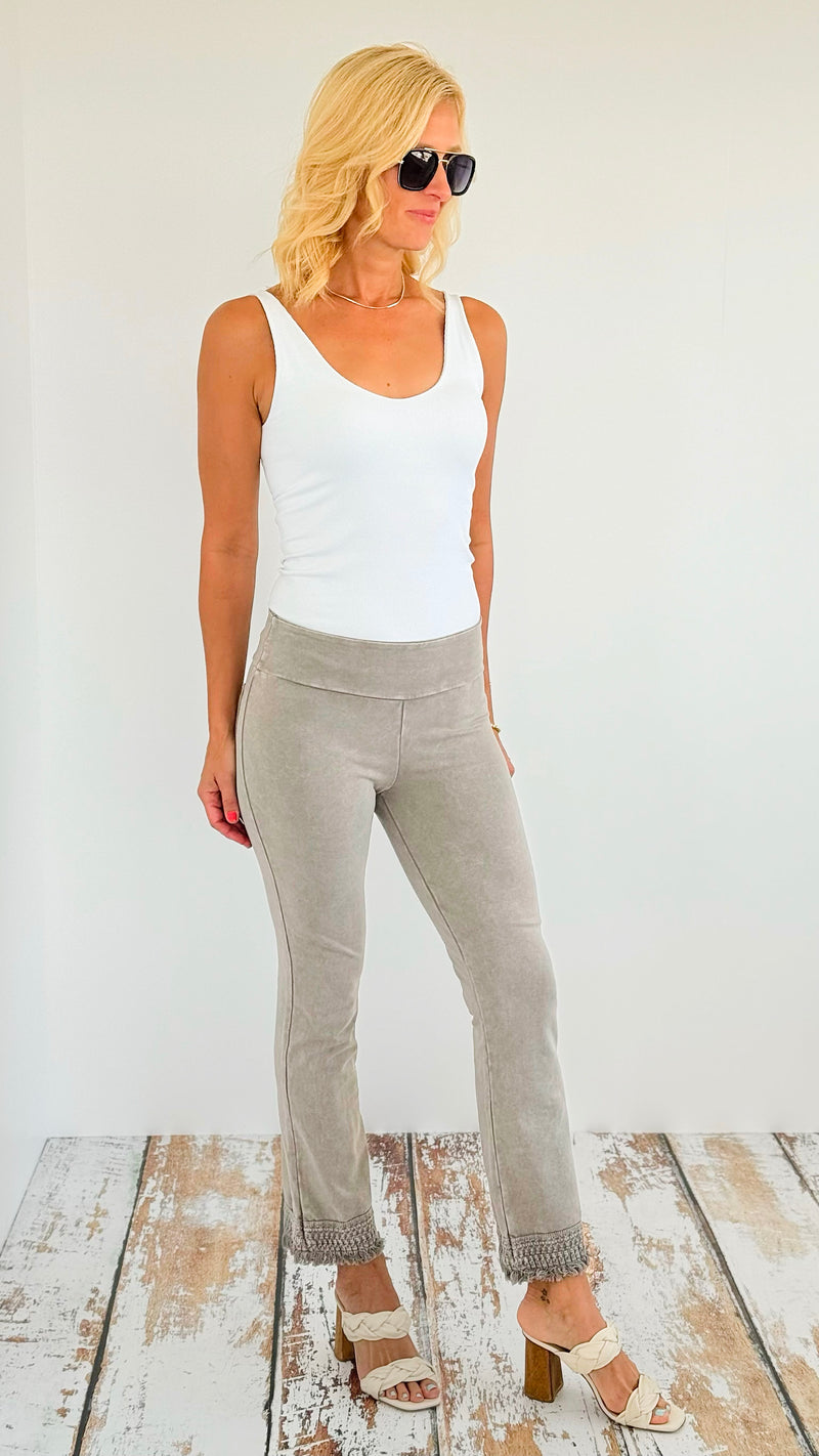 Mineral Wash Cropped Ankle Pull On Pants - Stone-170 Bottoms-Chatoyant-Coastal Bloom Boutique, find the trendiest versions of the popular styles and looks Located in Indialantic, FL