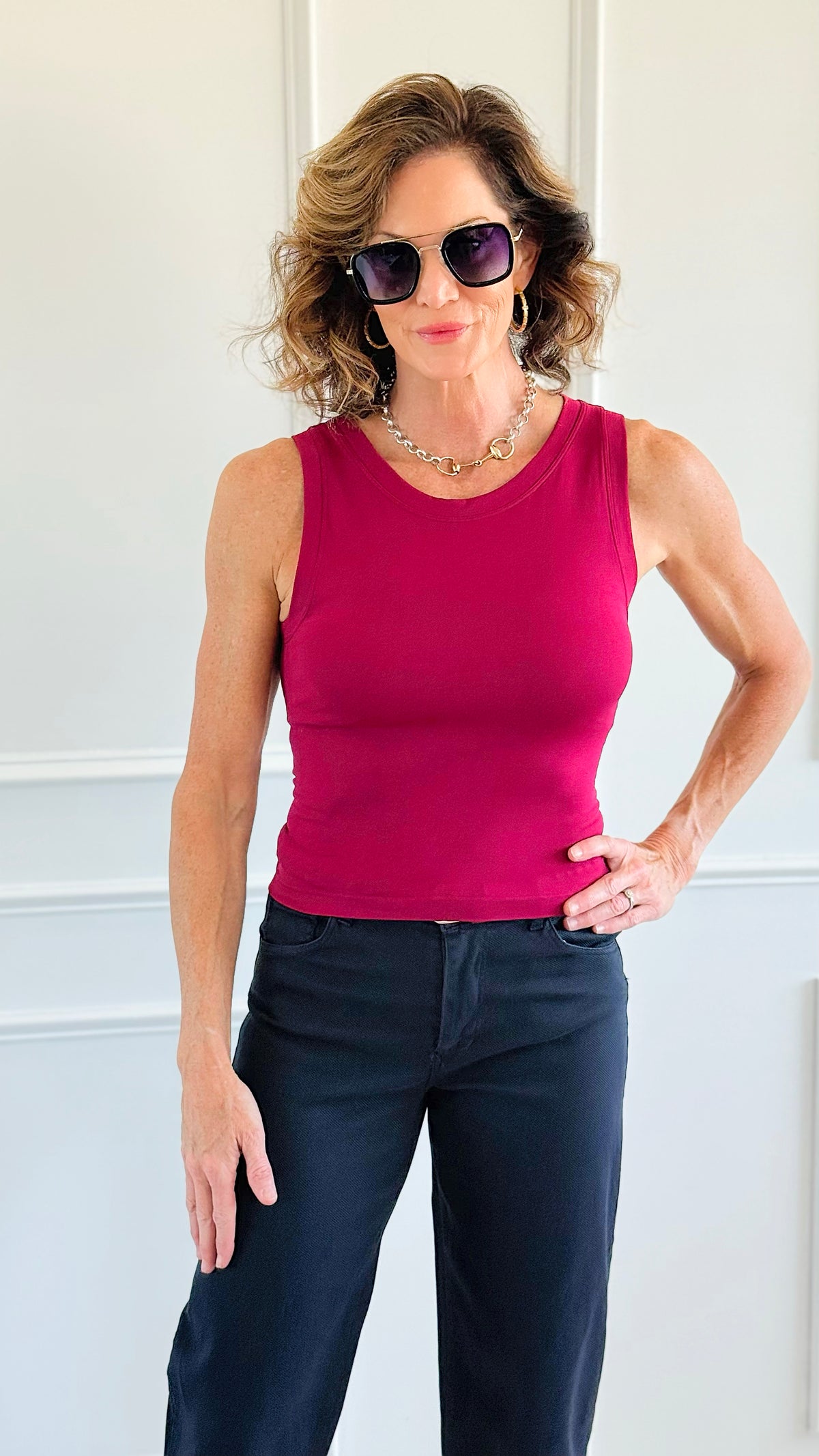 Essential Seamless Tank Top - Cabernet-100 Sleeveless Tops-Zenana-Coastal Bloom Boutique, find the trendiest versions of the popular styles and looks Located in Indialantic, FL