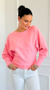 Sunday Muse Dolman Knit Sweater - Bubble Gum-140 Sweaters-she + sky-Coastal Bloom Boutique, find the trendiest versions of the popular styles and looks Located in Indialantic, FL