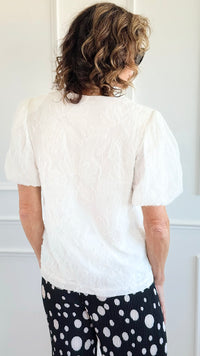 Camellia Crush Puff Blouse - JOH-110 Short Sleeve Tops-Joh Apparel-Coastal Bloom Boutique, find the trendiest versions of the popular styles and looks Located in Indialantic, FL