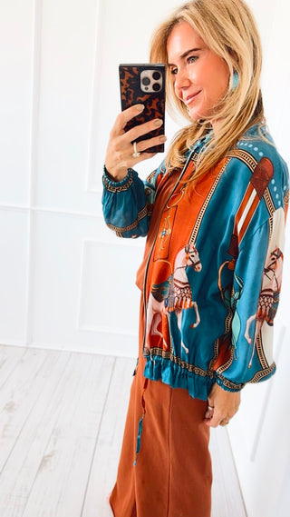 Pre Order - Saddle Club Italian Zip Up Jacket- Teal