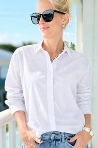 Poplin Ease Button Shirt - White