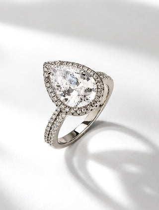 Sterling Silver Pear Double Halo Ring