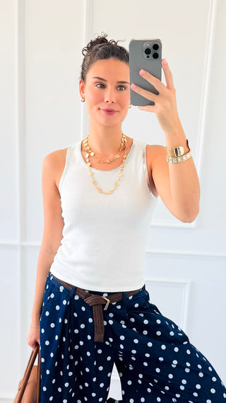 Silver Edge Italian Tank Top- White