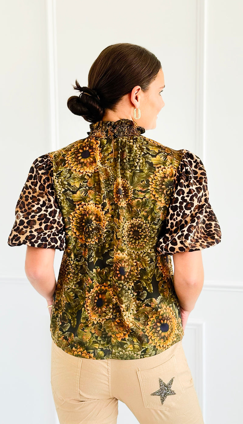 Wild Bloom Puff Sleeve Top-110 Short Sleeve Tops-VOY-Coastal Bloom Boutique, find the trendiest versions of the popular styles and looks Located in Indialantic, FL