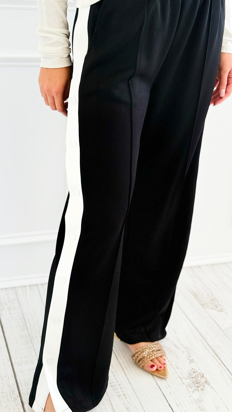 Side Hustle Snap Track Pants-170 Bottoms-White Birch-Coastal Bloom Boutique, find the trendiest versions of the popular styles and looks Located in Indialantic, FL