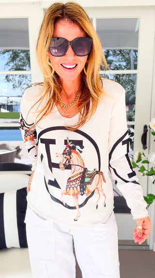 The Hunt Lurex Trim Italian Top