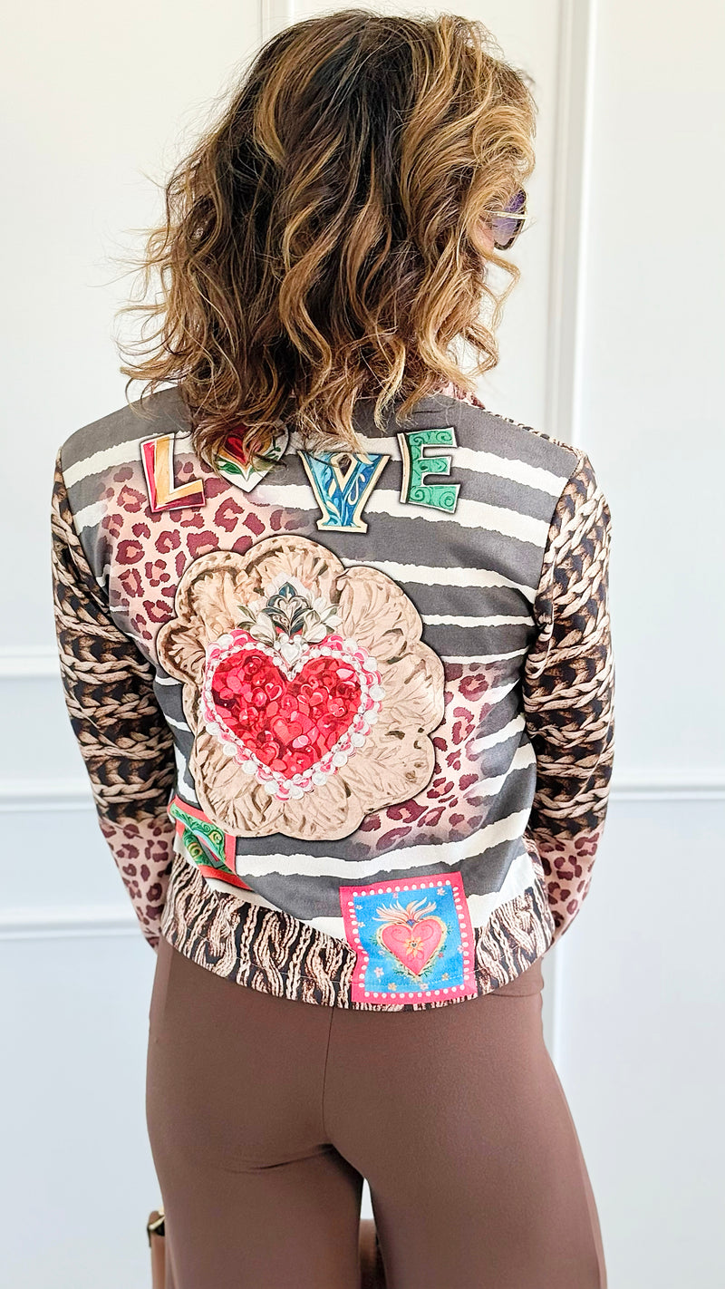 Leopard Cable Italian Jacket-160 Jackets-SEÑORITA C-Coastal Bloom Boutique, find the trendiest versions of the popular styles and looks Located in Indialantic, FL