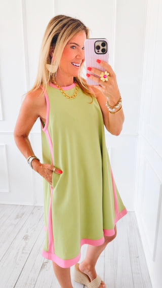Contrast Trim Swing Dress