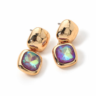 Iridescent Drop Earrings - Purple