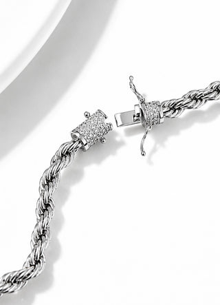 Micropave Clasp Twisted Necklace