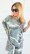 Camo & Wild Italian Long Sleeve Top-110 Long Sleeve Tops-AZUL MONACO-Coastal Bloom Boutique, find the trendiest versions of the popular styles and looks Located in Indialantic, FL
