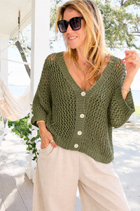 Capri Days Italian Knit Cardigan- Olive