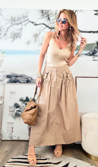 Puffed Solid Maxi Skirt-170 Bottoms-EESOME-Coastal Bloom Boutique, find the trendiest versions of the popular styles and looks Located in Indialantic, FL