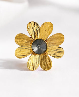 Blooming Beauty Adjustable Ring - Black Diamond