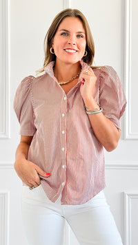 Classic Charm Puff Sleeve Top - Rust-110 Short Sleeve Tops-SUGARLIPS-Coastal Bloom Boutique, find the trendiest versions of the popular styles and looks Located in Indialantic, FL