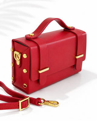 Simply Stylish Italian Leather Bag- Red