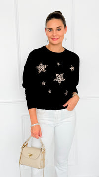 Star Wild Long Sleeve Top- Black-110 Long Sleeve Tops-V SKY-Coastal Bloom Boutique, find the trendiest versions of the popular styles and looks Located in Indialantic, FL