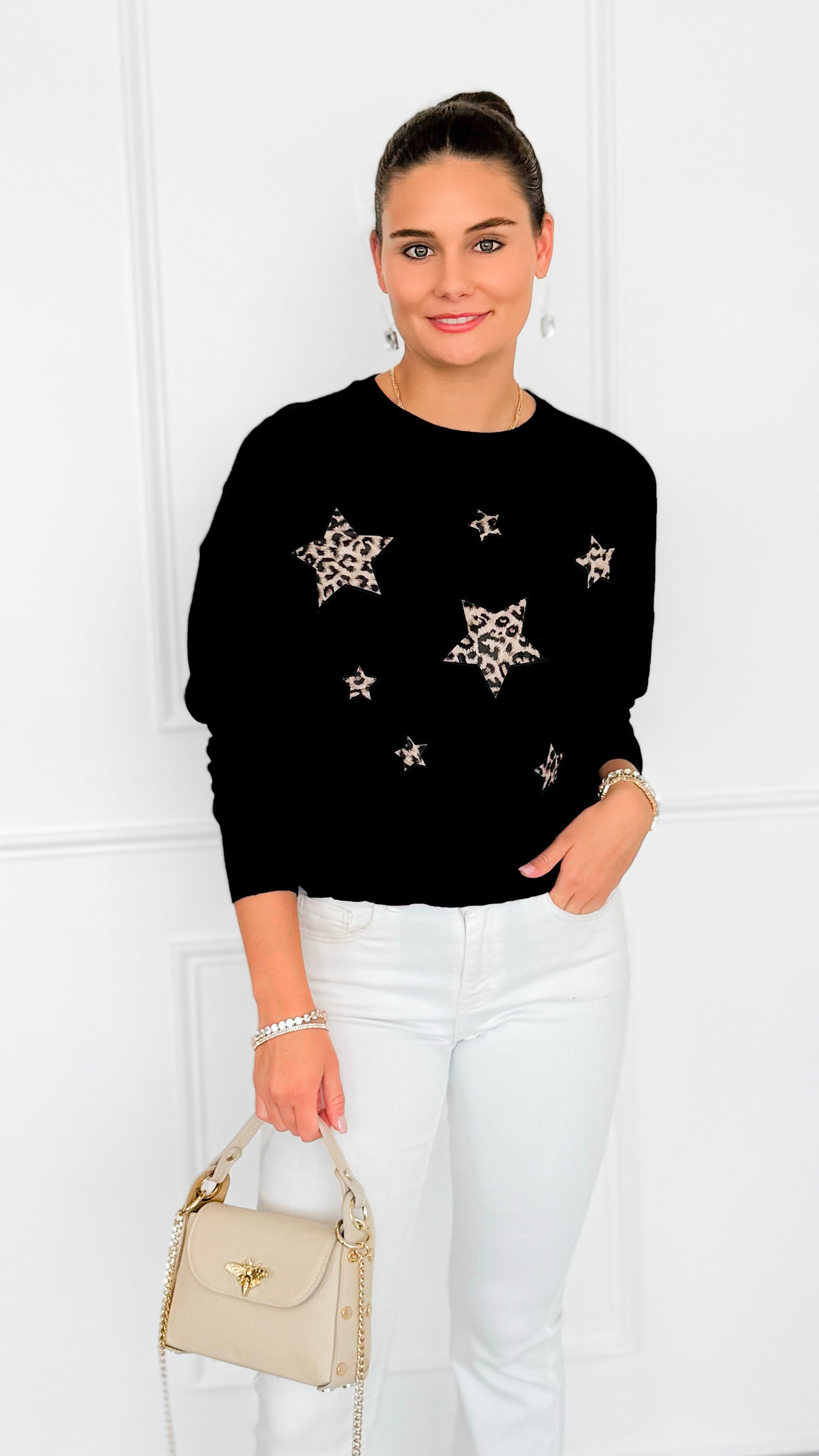 Star Wild Long Sleeve Top- Black-110 Long Sleeve Tops-V SKY-Coastal Bloom Boutique, find the trendiest versions of the popular styles and looks Located in Indialantic, FL