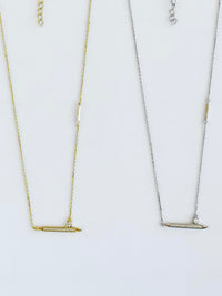 Sterling Silver CZ Bar Stone Necklace-230 Jewelry-NYC-Coastal Bloom Boutique, find the trendiest versions of the popular styles and looks Located in Indialantic, FL
