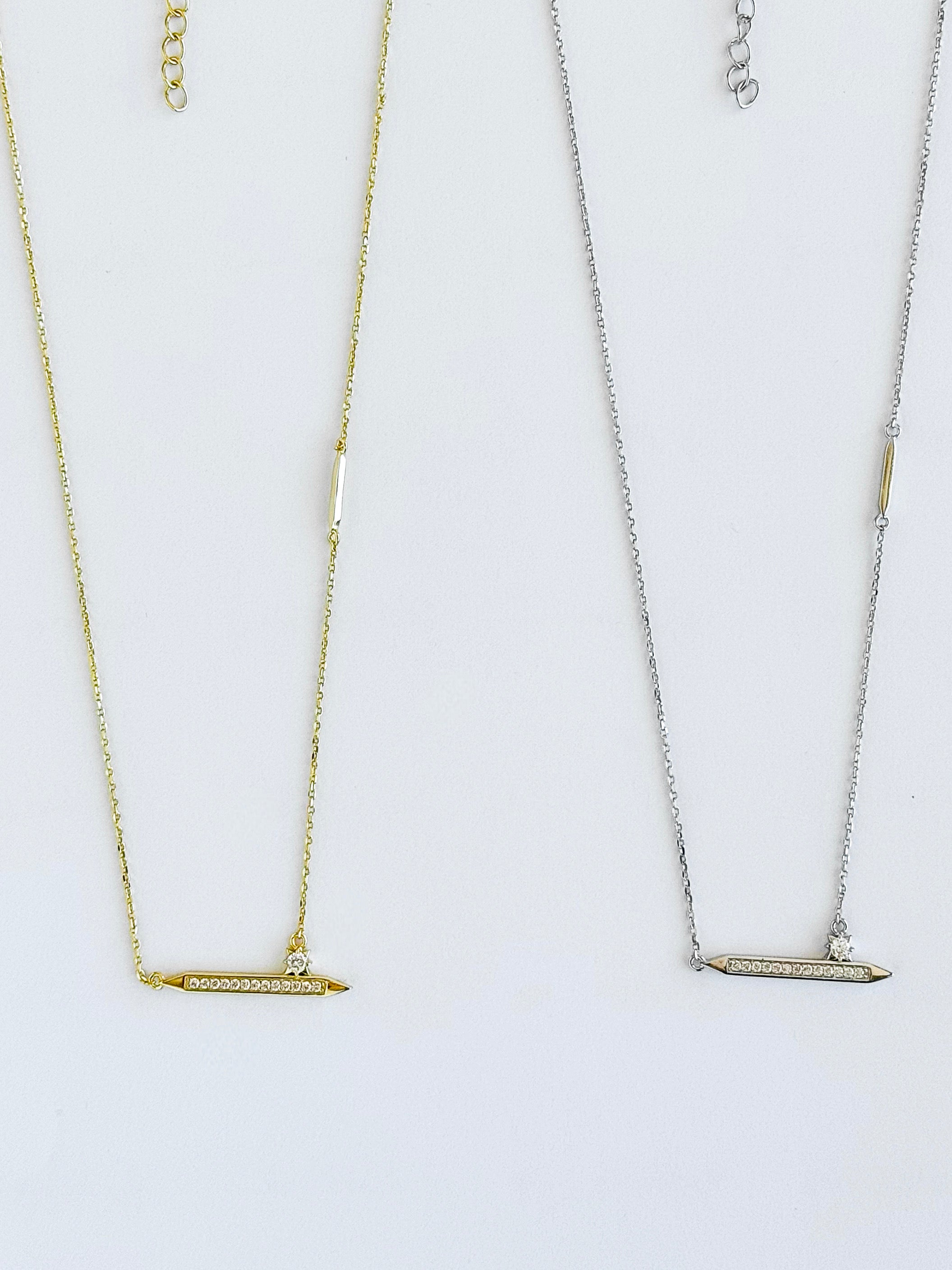 Sterling Silver CZ Bar Stone Necklace-230 Jewelry-NYC-Coastal Bloom Boutique, find the trendiest versions of the popular styles and looks Located in Indialantic, FL
