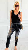 Roaring Glam Embellished Jeans-100 Pants-DIPINTO DI BLU-Coastal Bloom Boutique, find the trendiest versions of the popular styles and looks Located in Indialantic, FL