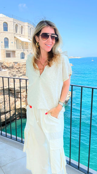 Seaside Stroll Hooded Italian Top