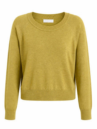 Fine Knit Crewneck Long Sleeve Top - Mustard