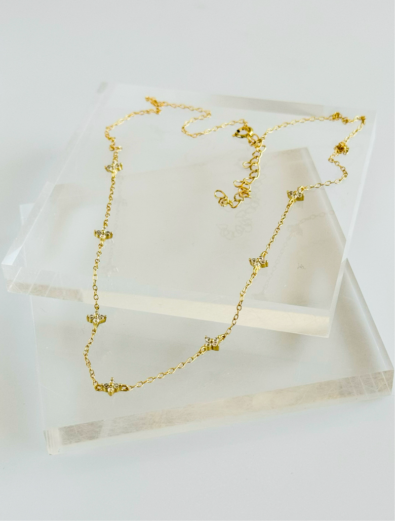 CZ Fleur Station Necklace-230 Jewelry-Darling-Coastal Bloom Boutique, find the trendiest versions of the popular styles and looks Located in Indialantic, FL