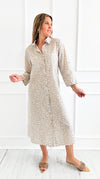 Wild Italian Button Dress- Beige-170 Bottoms-Italianissimo-Coastal Bloom Boutique, find the trendiest versions of the popular styles and looks Located in Indialantic, FL