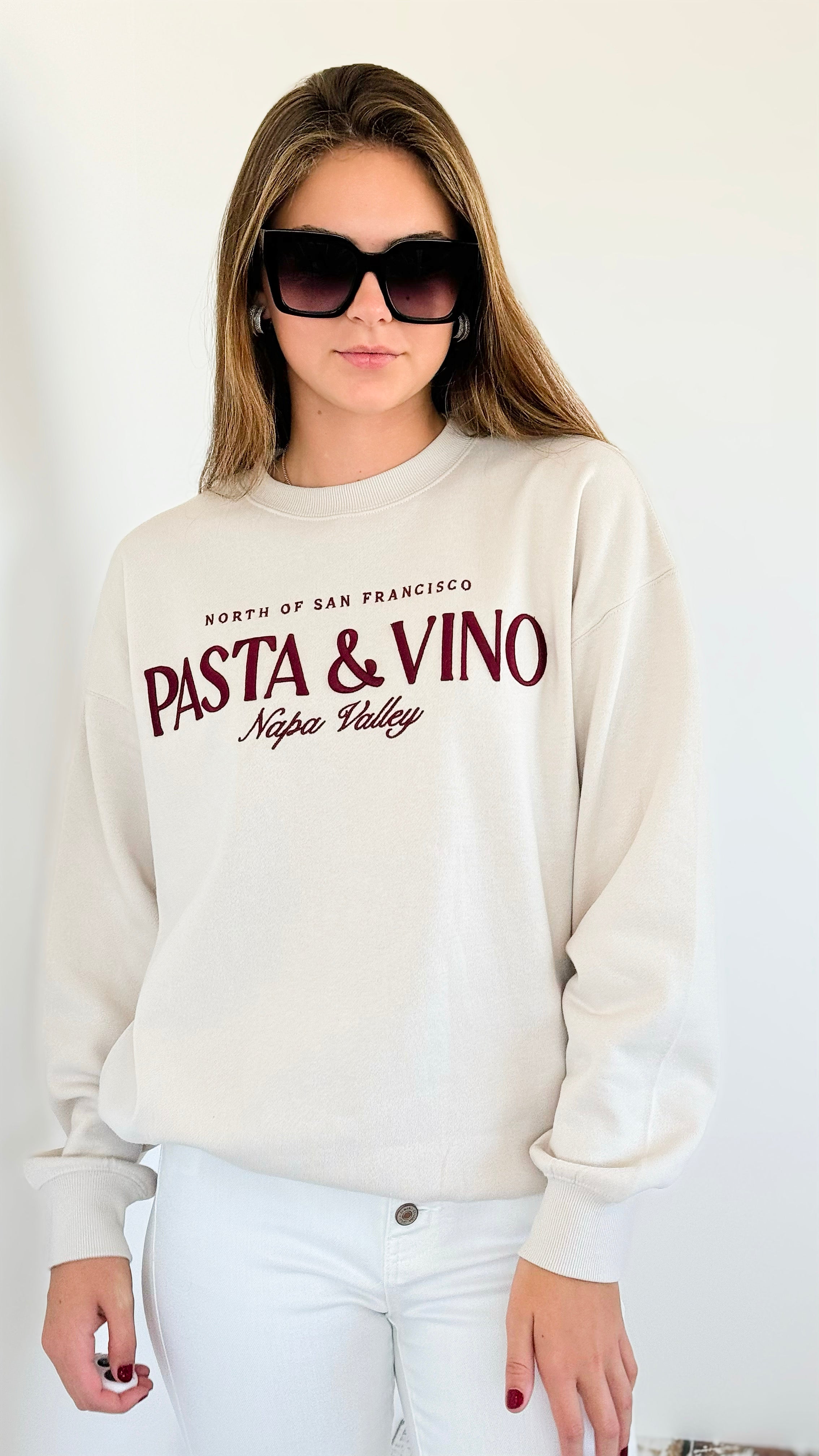 Pasta & Vino Napa Sweatshirt-140 Sweaters-reflex-Coastal Bloom Boutique, find the trendiest versions of the popular styles and looks Located in Indialantic, FL